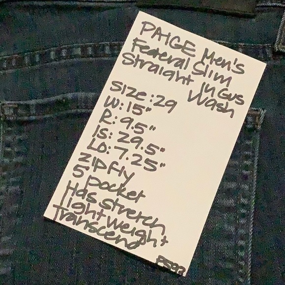 PAIGE Men’s Federal Slim Straight Stretch Jeans in Gus Wash (Darker Blue) - Picture 8 of 8